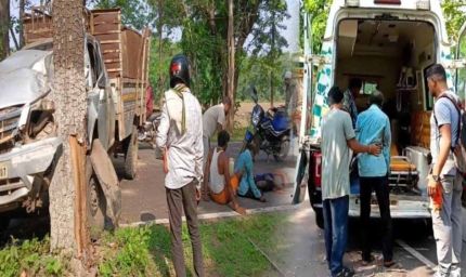 गरियाबंद में मजदूरों की पिकअप पेड़ से टकराई, एक की मौत, 3 घायल