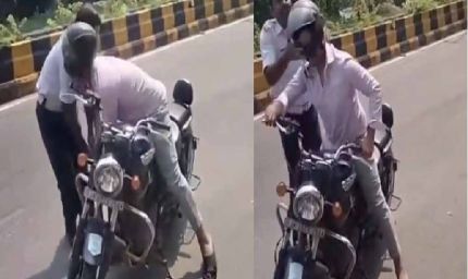 बाइक सवार व्यक्ति से बदसलूकी करने वाले ट्रैफिक पुलिसकर्मी  को एसएसपी ने किया निलंबित