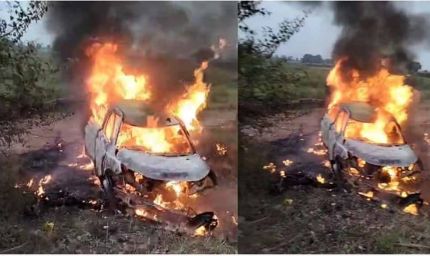 बुलंदशहर में हादसा, पुलिया से टकराकर पलटी कार, आग लगने से पांच की मौत