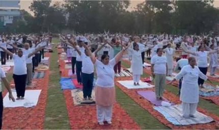 पतंजलि द्वारा मनाया गया अंतर्राष्ट्रीय योग दिवस,  500 से अधिक साधकों, योग प्रेमियों ने लिया भाग