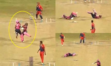 रन दौड़ते हुए बल्लेबाज आपस में ही भयंकर तरीके से टकराए, जमीन पर गिरे, हर किसी की आंखें खुली की खुली रह गई