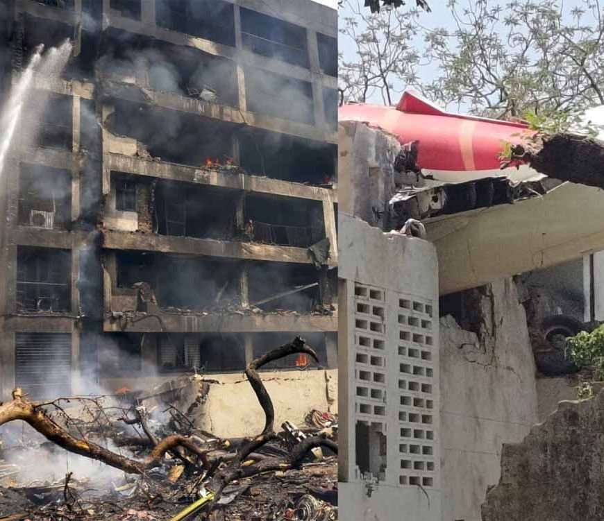 लंदन के लिए उड़ान भरने के कुछ मिनटों के भीतर विमान क्रैश होकर डॉक्टरों के हॉस्टल पर गिरा विमान