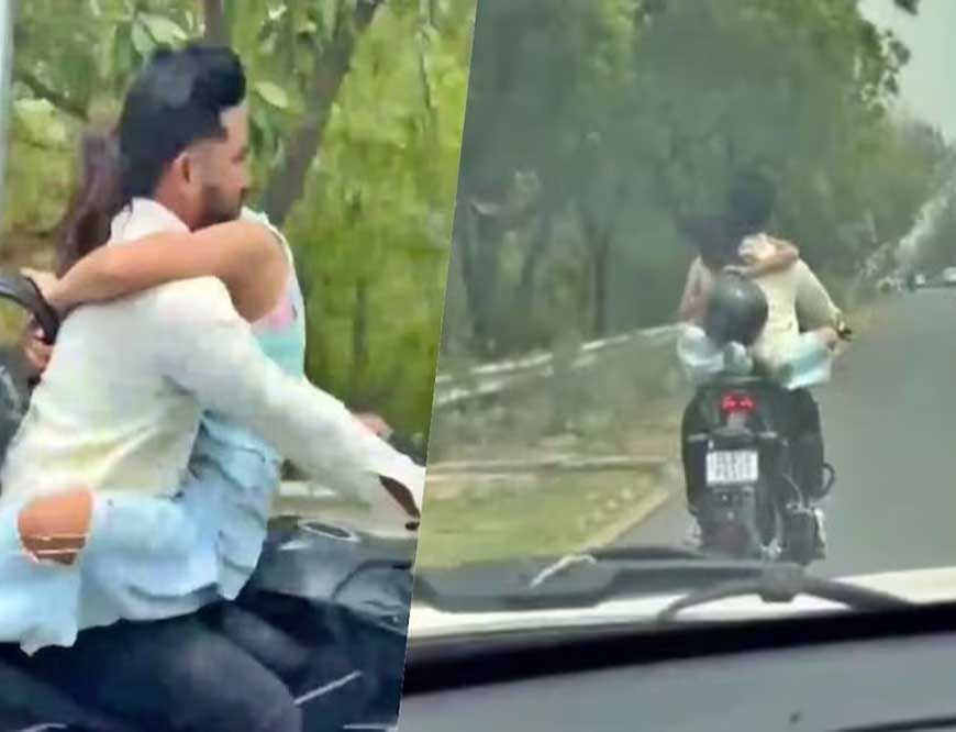 युवती को गोद में बैठाकर दौड़ाई बाइक, नोएडा पुलिस ने काटा 53 हजार का चालान