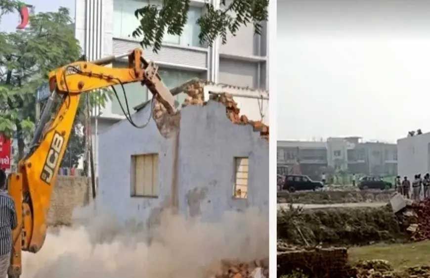 फरीदाबाद में 10 एकड़ जमीन पर बने आलीशान फार्म हाउस पर चला बुलडोजर, अंदर ही था टेनिस कोर्ट और स्वीमिंग पूल