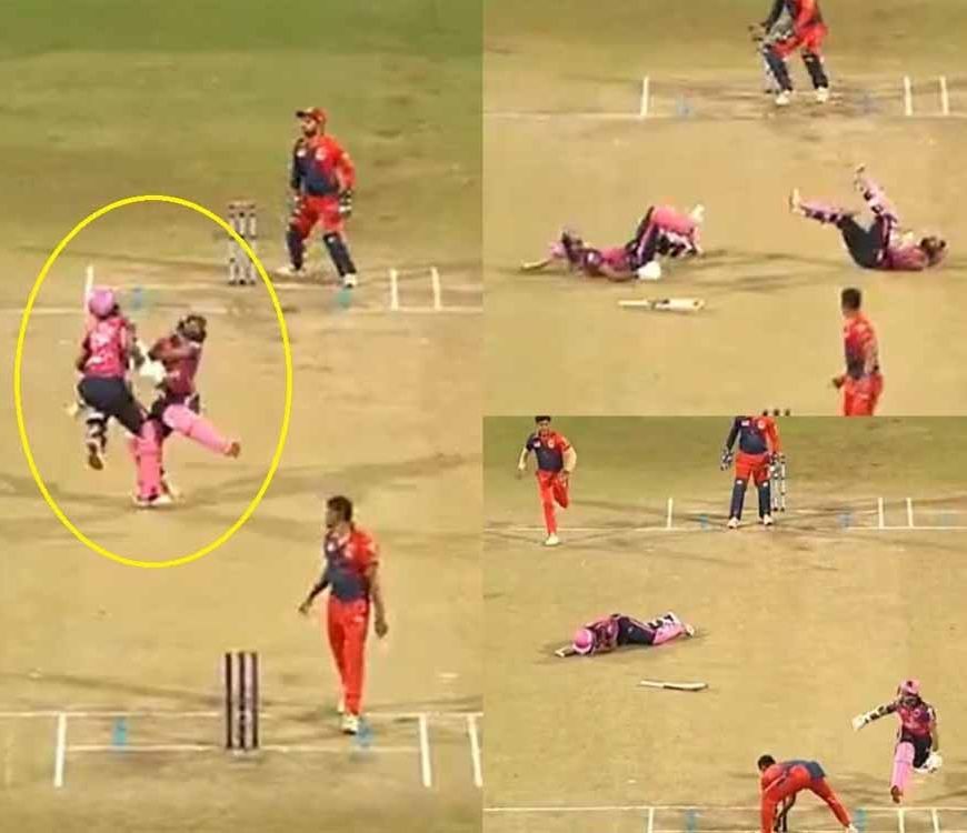 रन दौड़ते हुए बल्लेबाज आपस में ही भयंकर तरीके से टकराए, जमीन पर गिरे, हर किसी की आंखें खुली की खुली रह गई