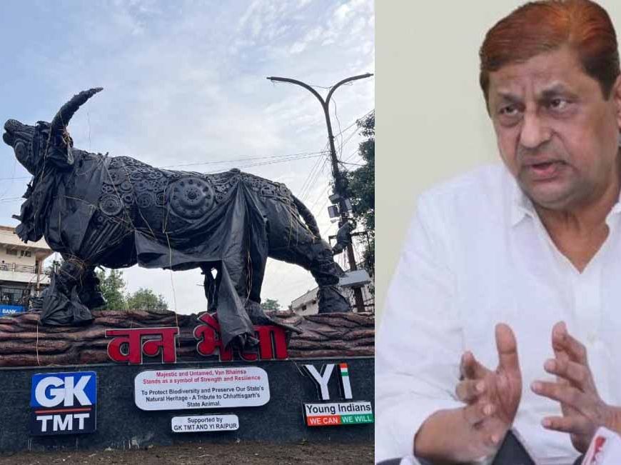 प्रदेश के राजकीय पशु वन भैंसा की प्रतिमा स्थापित, चार महीने से अनावरण का इंतज़ार, सिस्टम का उदासीन रवैय्या: मंत्री अकबर