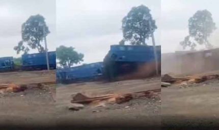 पत्थर से लदी मालगाड़ी ने दूसरी ट्रेन को मारी जोरदार टक्कर