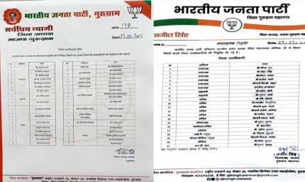 भाजपा की गुरुग्राम में नई कार्यकारिणी घोषित, जिला और महानगर अध्यक्षों ने जारी की लिस्ट