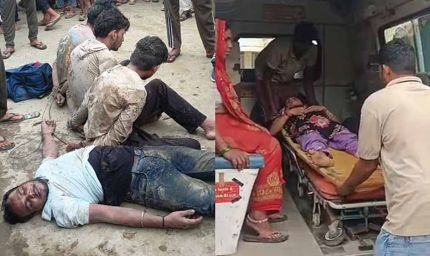 हरियाणा से आए युवकों ने परिवार पर किया हमला, ग्रामीणों ने आरोपियों को पकड़कर की पिटाई