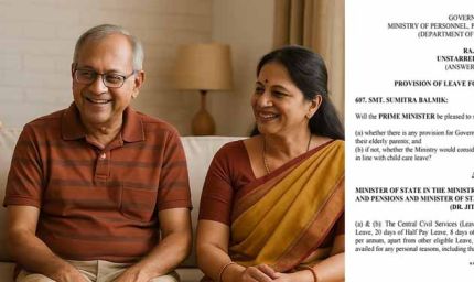 केंद्रीय कर्मचारियों को बड़ी सौगात: अब बुजुर्ग माता-पिता की सेवा के लिए साल में 30 दिन की छुट्टी