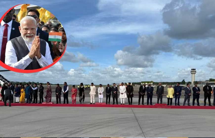 प्रधानमंत्री मोदी त्रिनिदाद एवं टोबैगो के दो दिवसीय दौरे पर,  पियार्को इंटरनेशनल एयरपोर्ट पर भव्य स्वागत किया गया