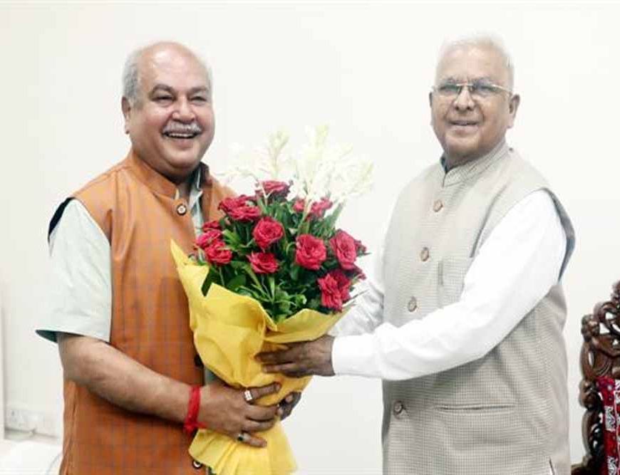 राज्यपाल पटेल से मध्यप्रदेश विधानसभा अध्यक्ष तोमर ने की सौजन्य भेंट