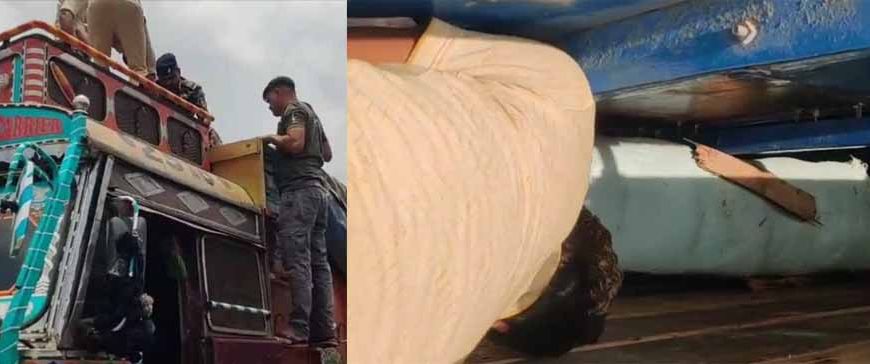 ‘पुष्पा’ स्टाइल में तस्करी का खुलासा: ट्रक की तलाशी में मिला गांजे का जखीरा, दो तस्कर गिरफ्तार