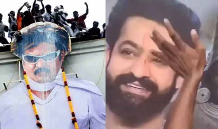 Jr NTR और रजनीकांत के लिए फैंस का जुनून चरम पर – पोस्टरों पर ‘खून से तिलक’ और ‘दूध अभिषेक’