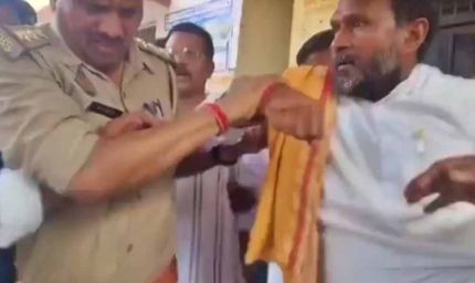 बलिया में BJP नेता गिरफ्तार, पुलिस ने घसीटकर थाने ले जाया; समर्थकों ने किया हंगामा
