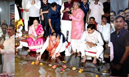 केंद्रीय मंत्री नड्डा और मुख्यमंत्री डॉ. यादव माँ नर्मदा की महाआरती में हुए शामिल