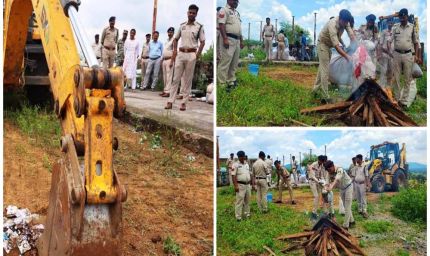 जप्त गांजा, नशीली इंजेक्शन और टेबलेट को एसपी की मौजूदगी में किया गया नष्ट
