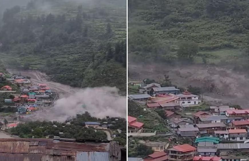 उत्तरकाशी के धराली गांव में बादल फटने से तबाही, मलबे में बह गए कई घर