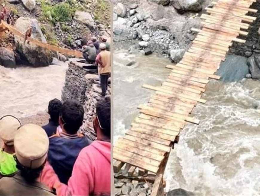 हौसले की मिसाल: बाढ़ में टूटा पुल, मलाणा के ग्रामीणों ने 7 दिन में खड़ा कर दिया नया रास्ता
