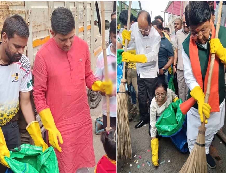 इंदौर नगर निगम के 8 हजार सफाई मित्र अवकाश पर, नेता और जनता खुद उतरे सफाई करने