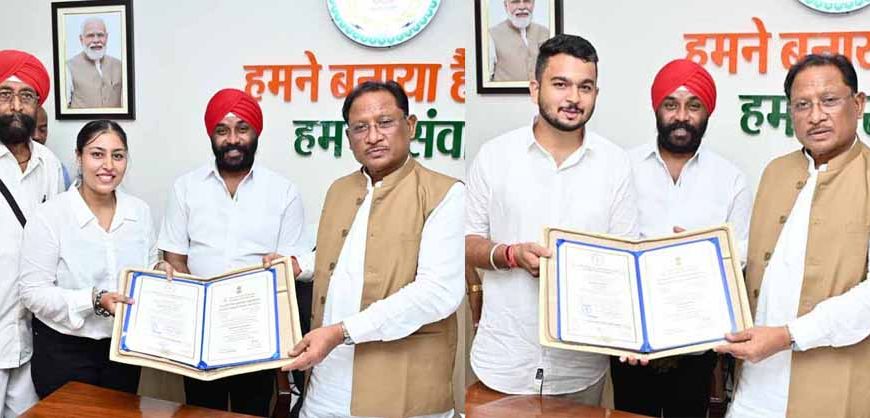 मुख्यमंत्री साय से राष्ट्रपति सम्मान से सम्मानित देवाशीष और मनतृप्त कौर ने की सौजन्य मुलाकात