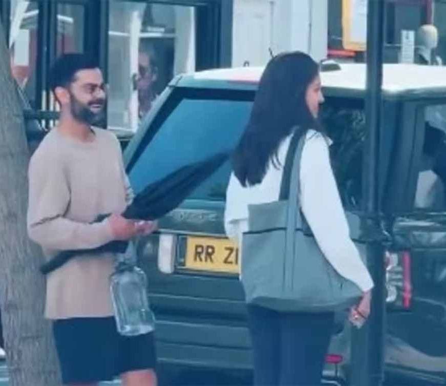 लंदन की बारिश में अनुष्का संग रोमांटिक अंदाज में दिखे विराट