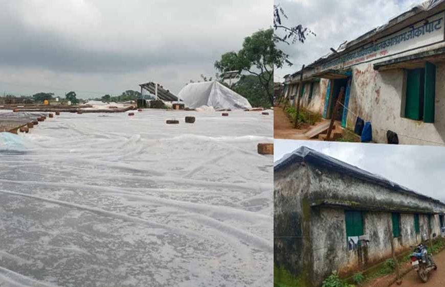 जर्जर छात्रावास बना खतरा: टपकती छत को प्लास्टिक से ढंका, मासूमों की जिंदगी दांव पर