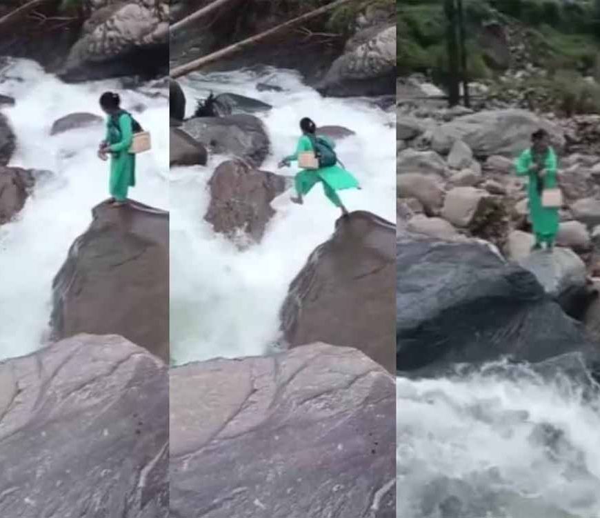 हिम्मत की मिसाल: हिमाचल की नर्स ने ड्यूटी के लिए उफनते नाले को कूदकर पार किया