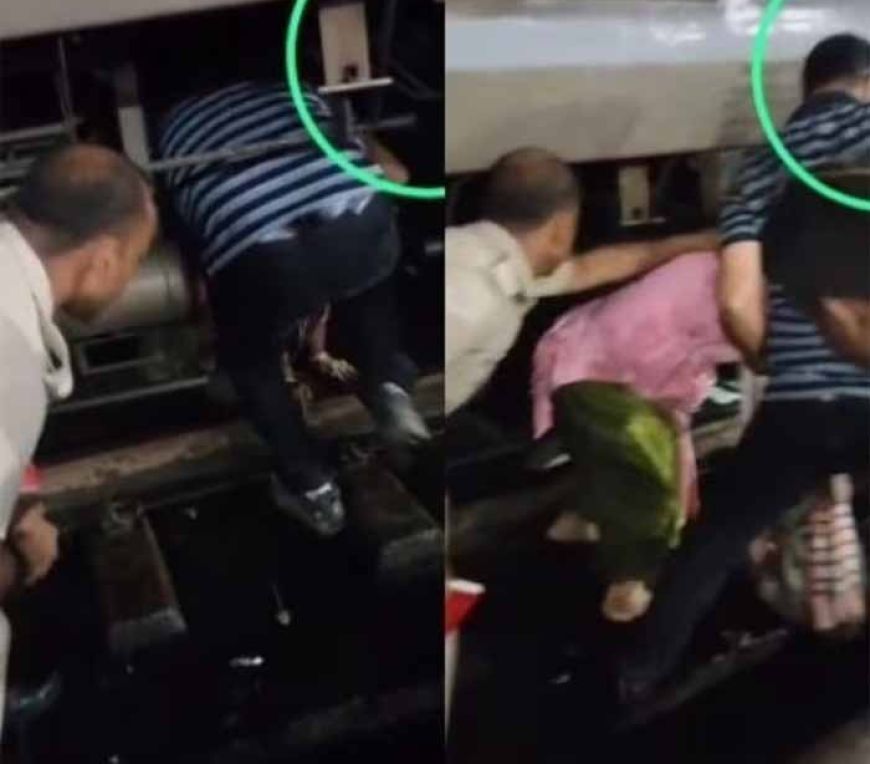 चलती ट्रेन से गिरी महिला, प्लेटफॉर्म और सीढ़ियों के बीच फंसीं, RPF ने बचाई जान