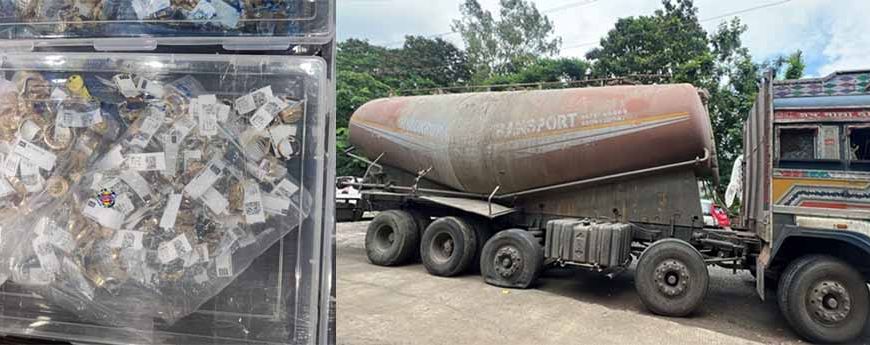 इंदौर में बड़ी कार्रवाई : कार की सीट से मिले 4.79 करोड़ के जेवर, ट्रक से 811 पेटी शराब बरामद