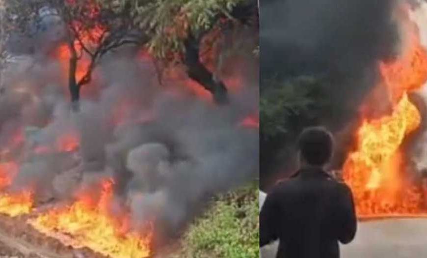 अनियंत्रित टैंकर पलटा, आग और धमाके से मचा हाहाकार