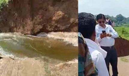 तेज बहाव से गेरसा बांध टूटा, 30 एकड़ फसलों पर संकट, किसान चिंतित