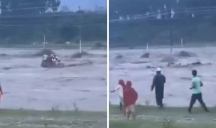 देहरादून में जल सैलाब का कहर: उफनती नदी में समा गया ट्रैक्टर, लोगों की मदद की गुहार