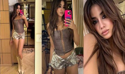 काउगर्ल बनीं जाह्नवी कपूर, स्ट्रैपलेस कॉर्सेट और शॉर्ट्स में लूटी महफिल