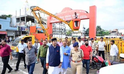 मंत्री सारंग ने किया अशोका गार्डन दशहरा मैदान का निरीक्षण