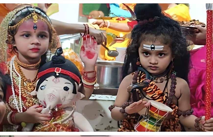 नई लेदरी वार्ड 9 में गणेश पूजा पर धूमधाम