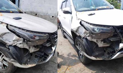 सड़क हादसे में बाल-बाल बचे मंत्री श्याम बिहारी जायसवाल, ट्रक से टकराई कार