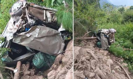 हिमाचल प्रदेश: सिरमौर में खाई में गिरी कार, 2 की मौत, 3 गंभीर घायल