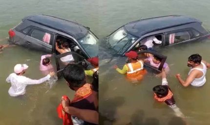 एमपी में दिल दहलाने वाला दृश्य: डैम में गिरी कार, परिवार को लोगों ने बचाया – देखिए साहस की कहानी!