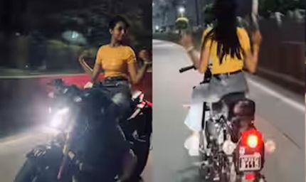 इंदौर में युवती का खतरनाक बाइक स्टंट वायरल, रील के चक्कर में जोखिम में डाली जान