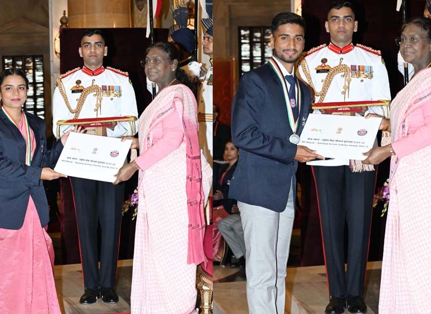 राष्ट्रपति ने एनएसएस के स्वयंसेवक आयुषी सिन्हा एवं सौमित दुबे को किया पुरस्कृत, उच्च शिक्षा मंत्री  परमार ने दी बधाई