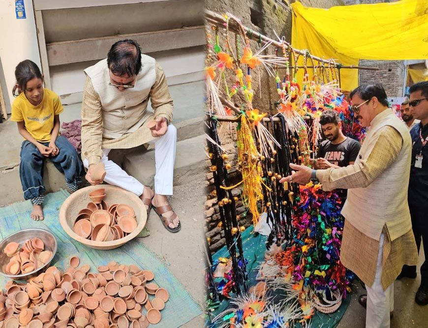 मंत्री  टेटवाल ने स्थानीय कुम्हारों द्वारा बनाए गए दियों को खरीद कर वोकल फॉर लोकल का दिया संदेश