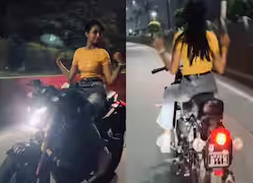 इंदौर में युवती का खतरनाक बाइक स्टंट वायरल, रील के चक्कर में जोखिम में डाली जान