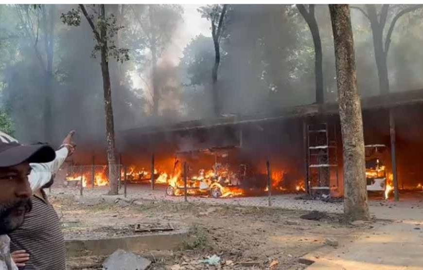 चंडीगढ़ के छतबीड़ जू में भीषण आगः 19 इलेक्ट्रिक गाड़ियां जलकर खाक, मची अफरातफरी