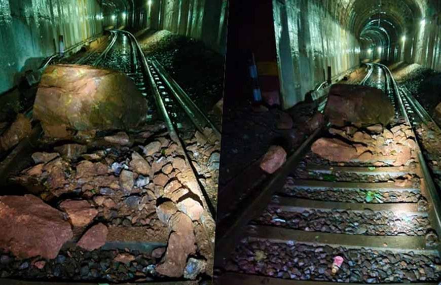 केके रेल लाइन पर गिरे पत्थर से ट्रेनें रुकीं, यात्रियों को घंटों इंतज़ार करना पड़ा