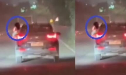 सड़क पर अश्लील स्टंट: चलती कार से लड़की ने किया ऐसा हंगामा, कपड़े उतार कर सफर