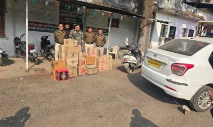 भोपाल की पॉश कॉलोनी में बड़ी कार्रवाई: साढ़े तीन लाख की अंग्रेजी शराब जब्त, तस्कर कार छोड़ कर फरार