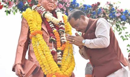 मुख्यमंत्री विष्णुदेव साय ने संविधान दिवस के अवसर पर डॉ. भीमराव अंबेडकर की प्रतिमा पर माल्यार्पण कर किया नमन