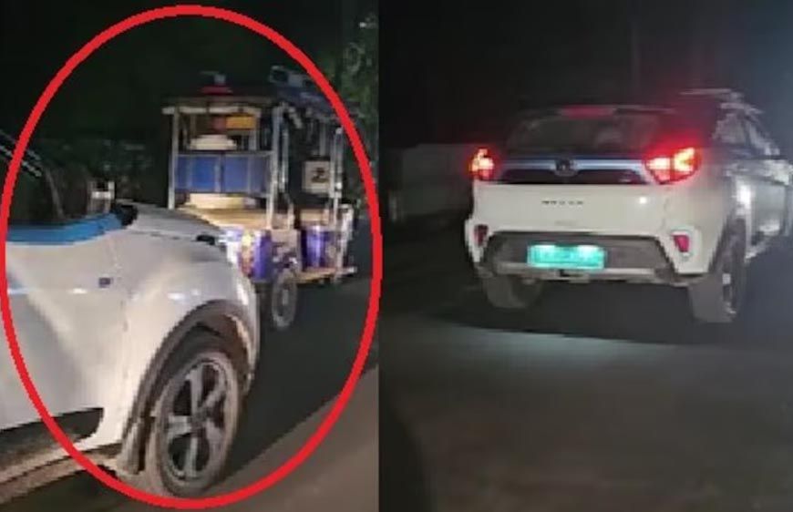 अलवर में बीच सड़क बंद हुई 15 लाख की EV कार, ई-रिक्शे ने खींचकर पहुंचाया घर — VIDEO वायरल