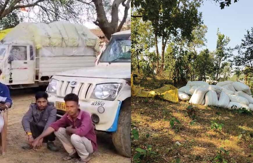 अनाज तस्करी का खेल शुरू: यूपी के बिचौलिए 143 बोरी धान छोड़कर फरार,  वाहन जब्त
